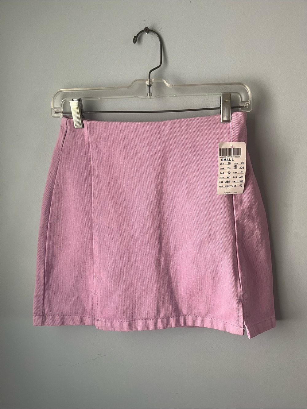 NWT J. Galt Lilac Purple  100% Cotton Denim Structured Mini Skirt Size S